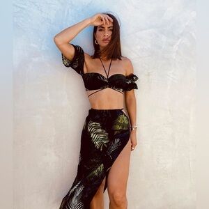 Camila Coelho Tropical Black Palm Two-Piece Set XXS/XS